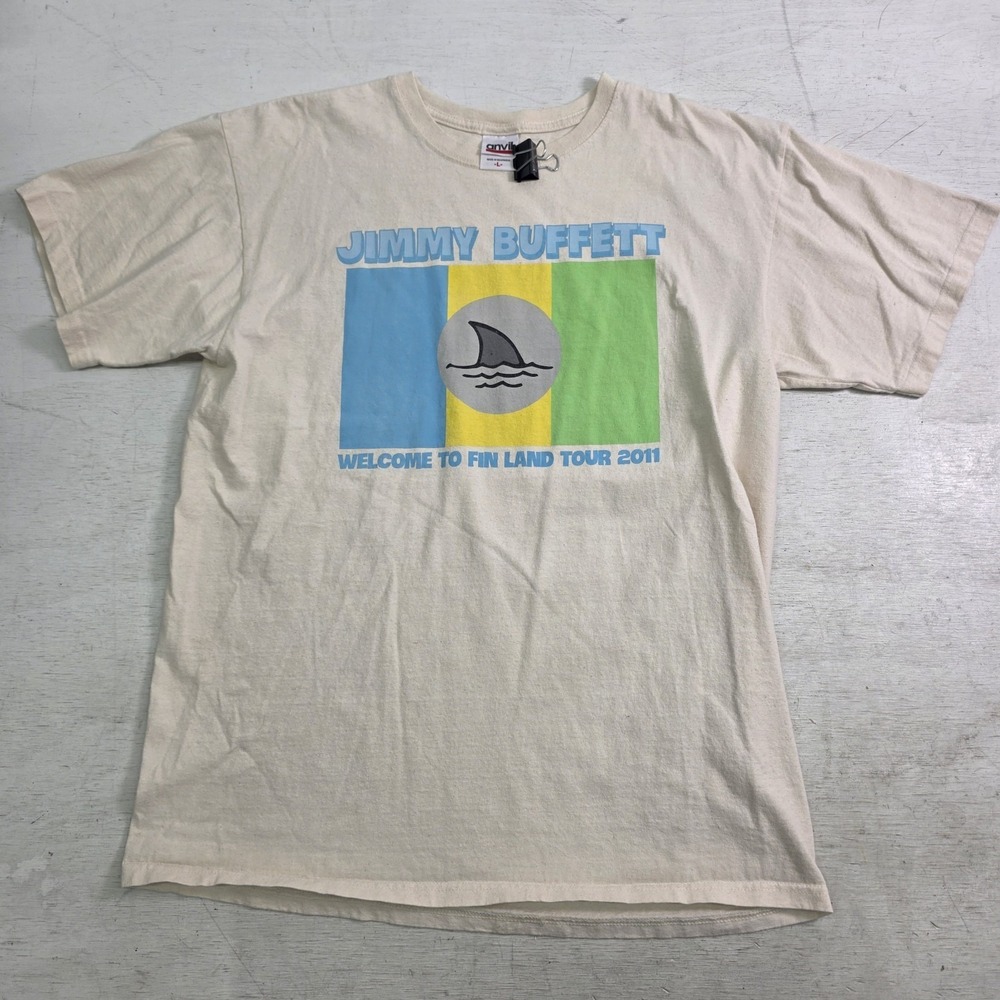 Jimmy Buffett "Welcome to Finland" Tour 2011 T-Shirt Shark Flag Band Tee Men's L